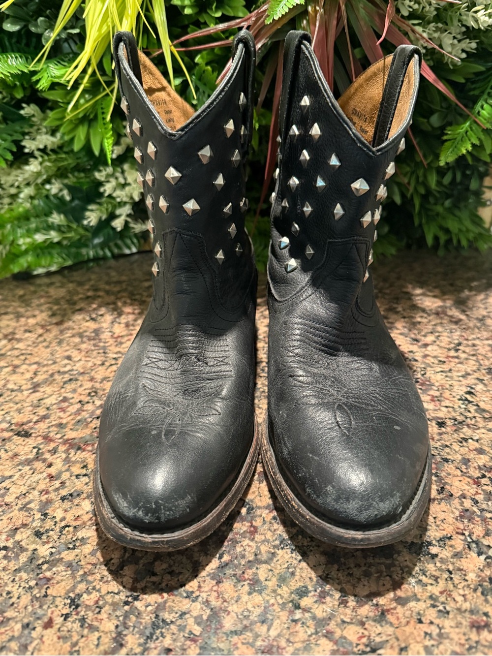 Miz Mooz Studded Black Leather Women's Ankle Boots - Picture 3 of 10